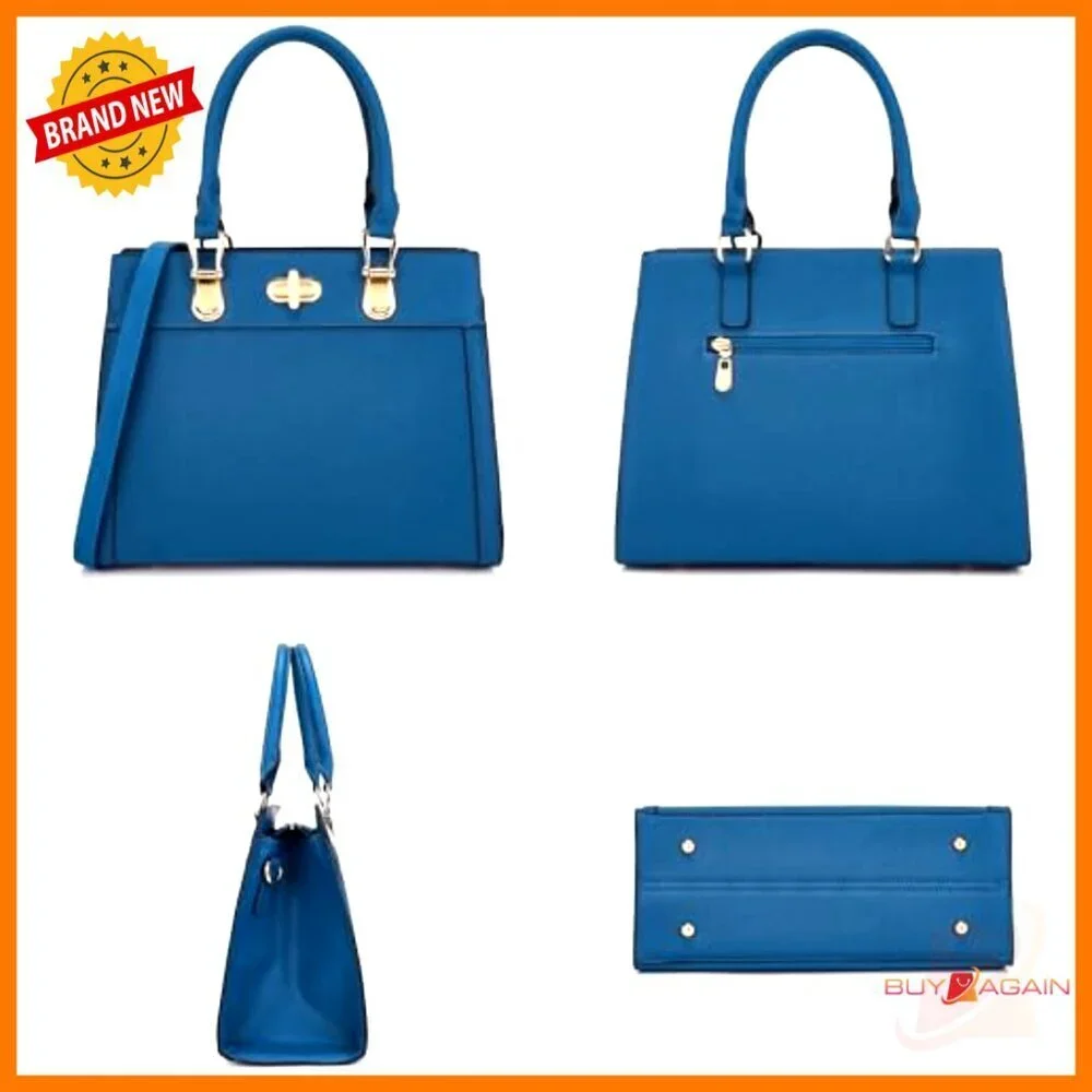 Large Vegan Leather Tote Satchel with Matching Wallet 2pc Set Adjustable Strap